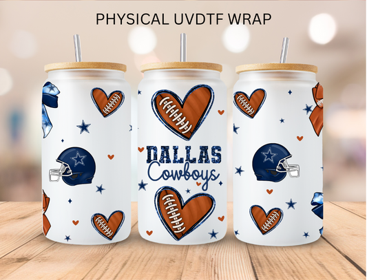 Dallas Cowboys Football Coquette - 16 oz / 20 oz Libby UV DTF Wrap