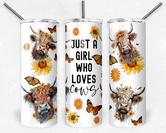 Just A Girl Who Loves Cows - Sublimation 20 oz tumbler