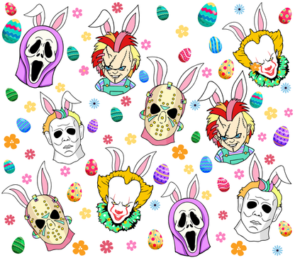 Easter Pastel Colored Horror Characters - 20 Oz Straight Sublimation Transfer