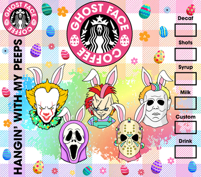 Easter Pastel Colored Horror Characters - 20 Oz Straight Sublimation Transfer