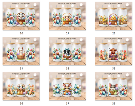 Easter Basket Animals Bundle - 16 oz / 20 oz Libby UV DTF Wrap