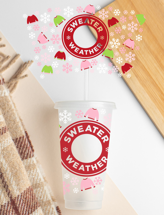 Sweater Weather - 24 oz cold cup UV DTF Wrap