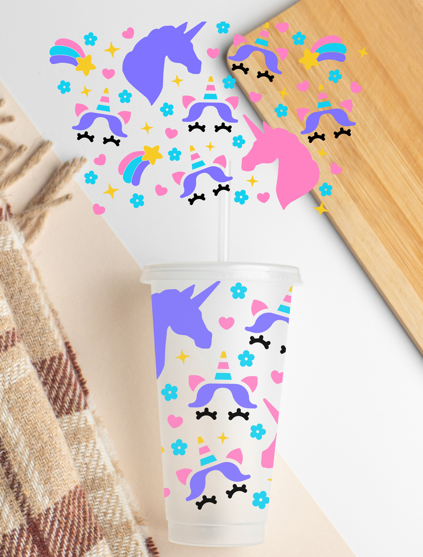 Unicorns - 24 oz cold cup UV DTF Wrap NO HOLE