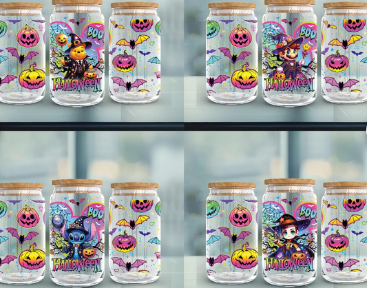 Halloween Funny Neon Collection - 16 oz / 20 oz Libby UV DTF Wrap