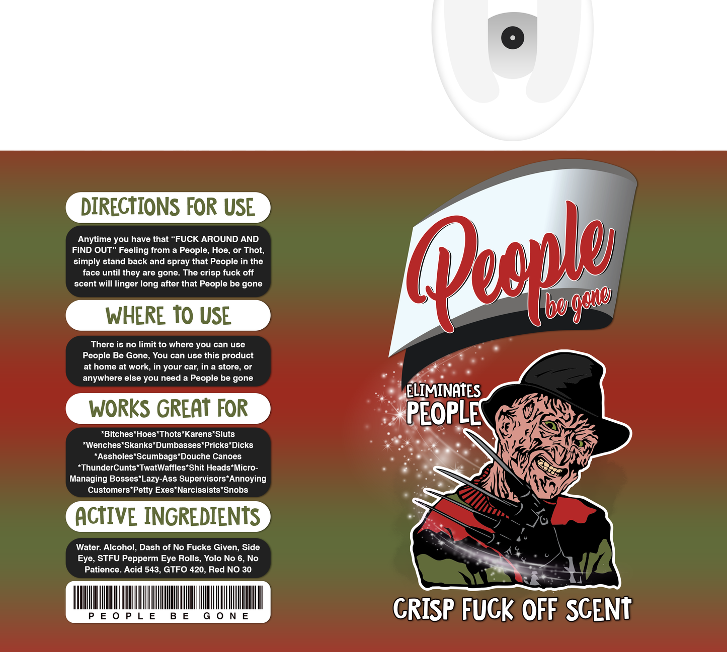 Horror People Be Gone Spray - 20 Oz Sublimation Transfer
