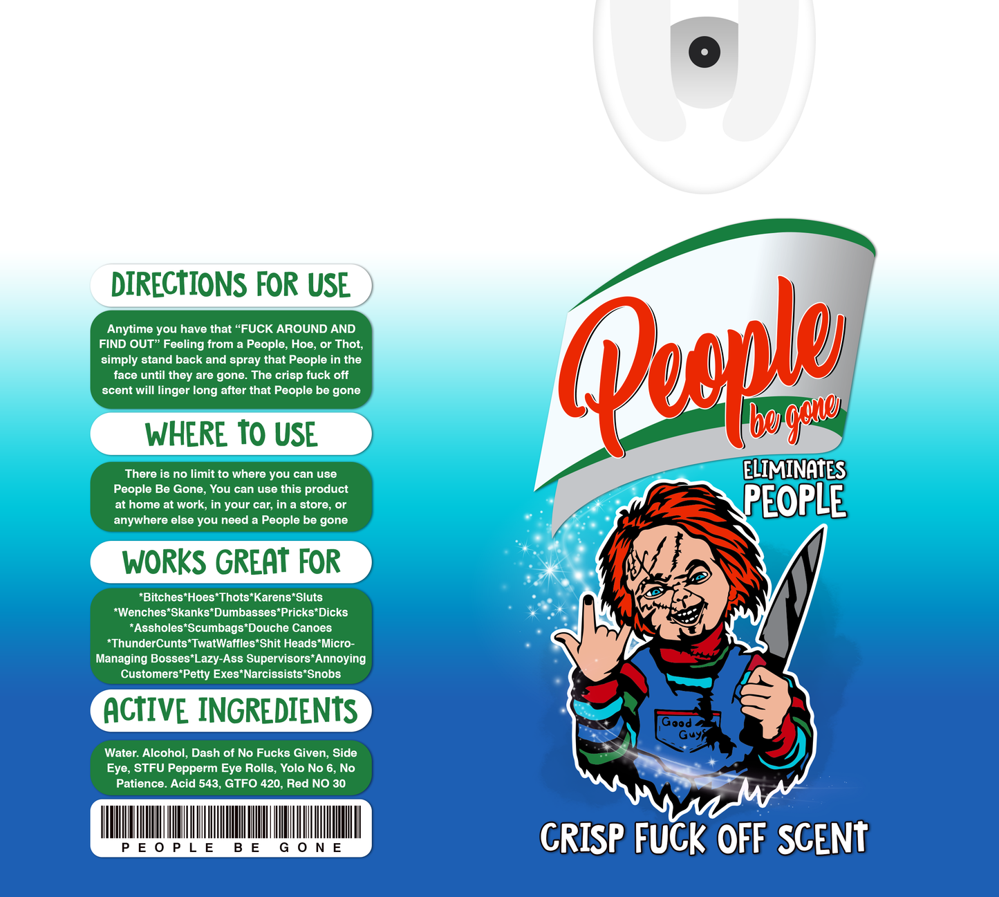 Horror People Be Gone Spray - 20 Oz Sublimation Transfer