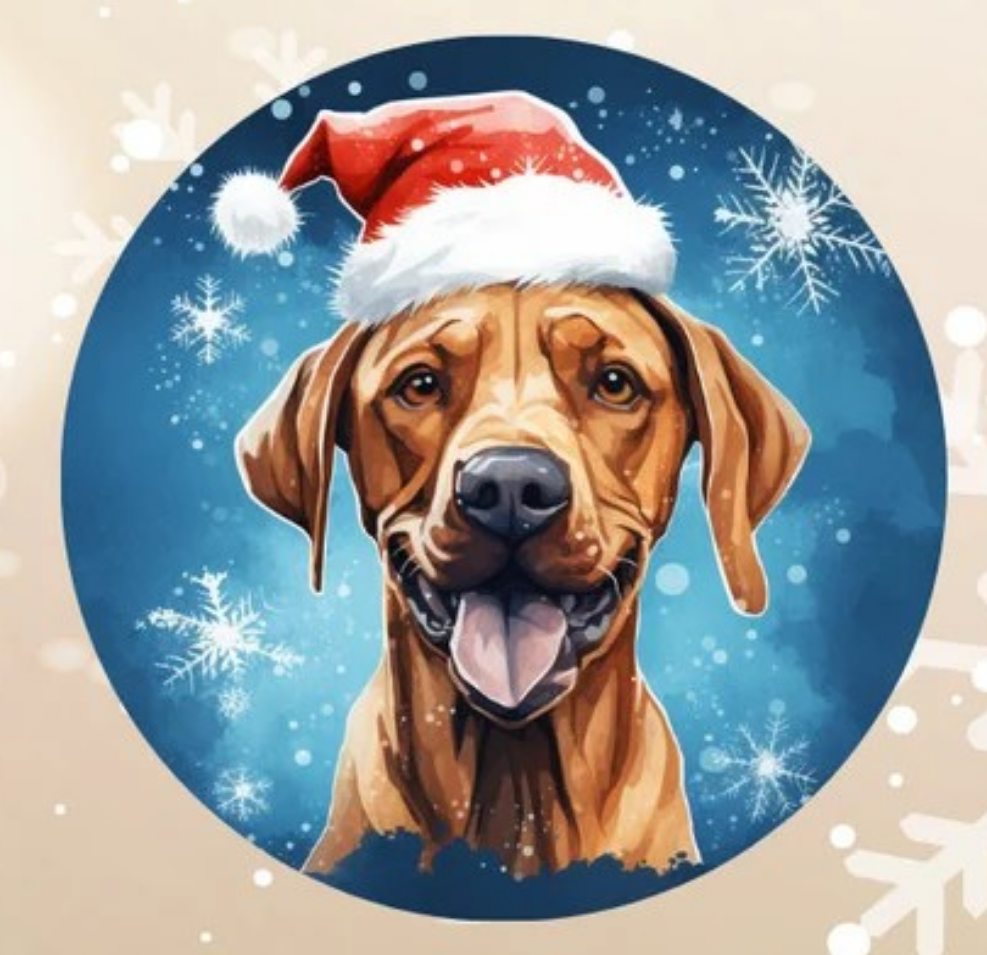 Blue Background Dog Christmas Ornament Bundle 2.8 Inch - Ornament UVDTF Decal