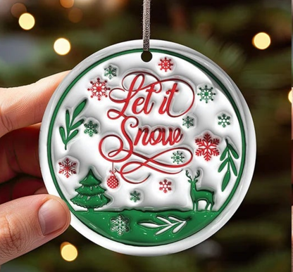 Red N Green Inflated Christmas Ornament Bundle 2.8 Inch - Ornament UVDTF Decal