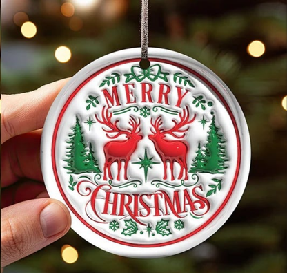 Red N Green Inflated Christmas Ornament Bundle 2.8 Inch - Ornament UVDTF Decal