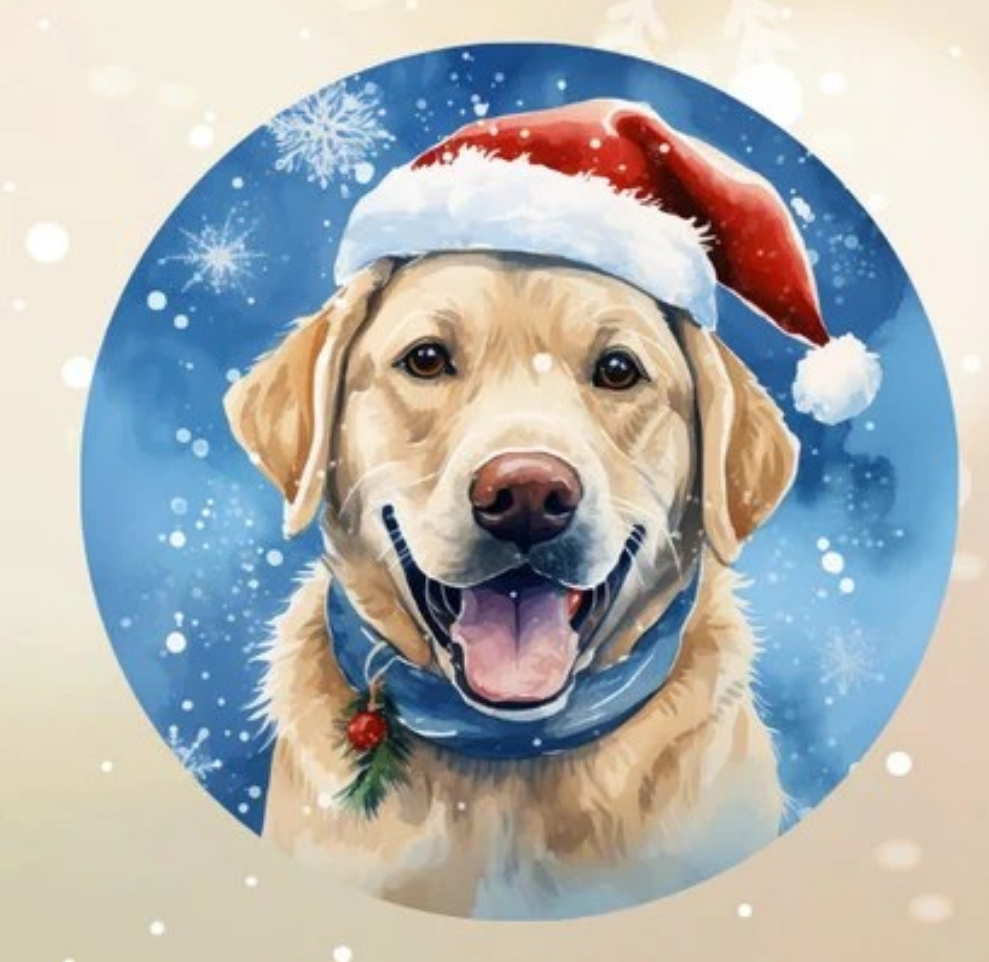 Blue Background Dog Christmas Ornament Bundle 2.8 Inch - Ornament UVDTF Decal