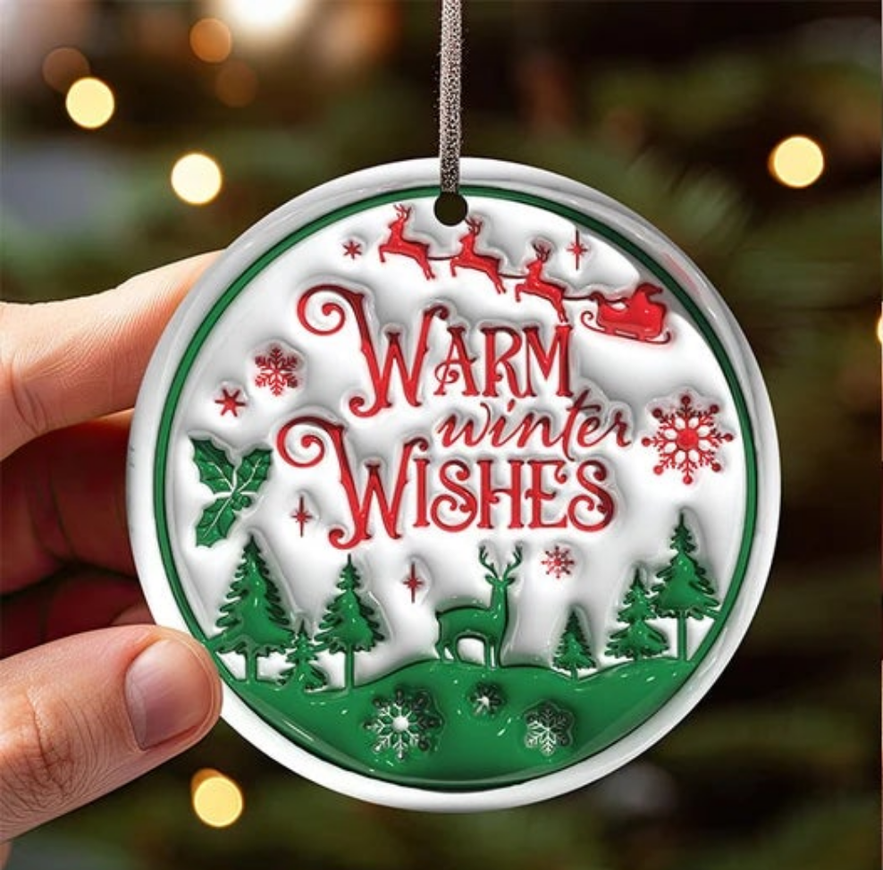 Red N Green Inflated Christmas Ornament Bundle 2.8 Inch - Ornament UVDTF Decal