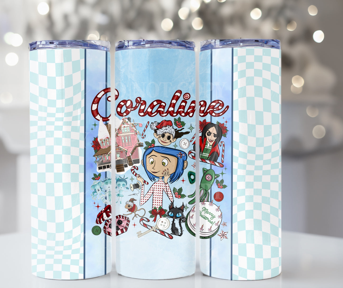 Coraline Christmas - 20oz Skinny Tumbler / 25 Oz Glass Tumbler Wrap