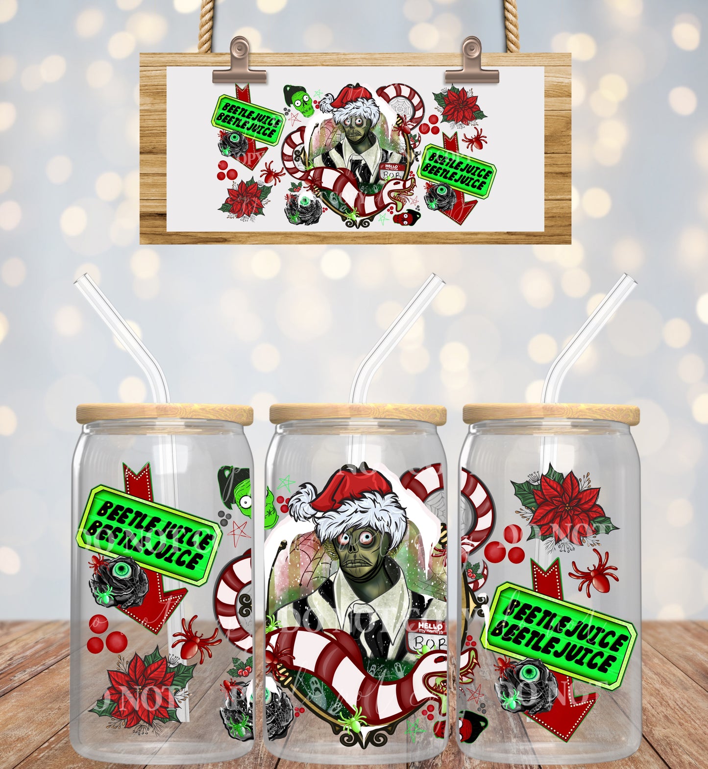 Christmas Beetlejuice - 16 oz / 20 oz Libby UV DTF Wrap