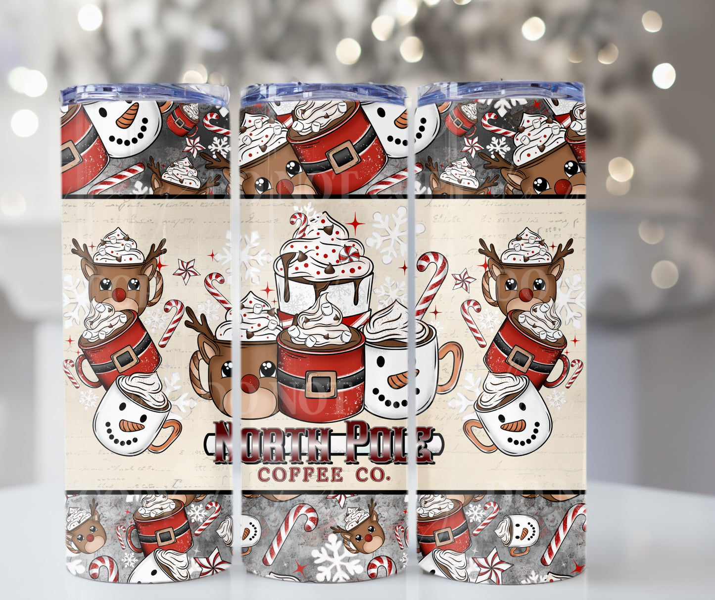 North Pole Coffee Co Ver 2 - 20oz Skinny Tumbler / 25 Oz Glass Tumbler Wrap