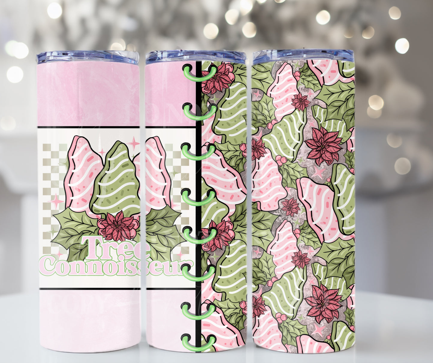 Christmas Pink N Green Tree Cakes Ver 2 - 20oz Skinny Tumbler / 25 Oz Glass Tumbler Wrap (Copy)