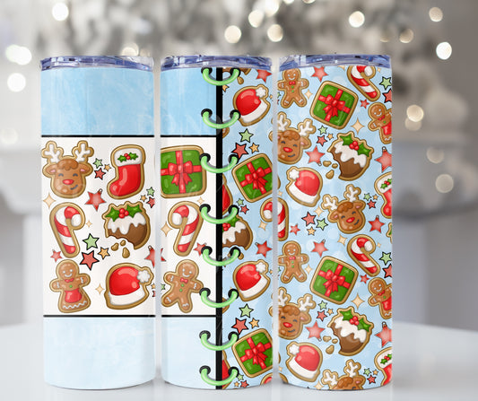 Christmas Cookie Shapes - 20oz Skinny Tumbler / 25 Oz Glass Tumbler Wrap