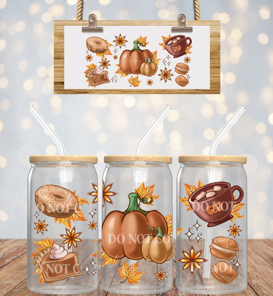 Pumpkin Donut Pumpkin Pie Pumpkin Spice - 16 oz / 20 oz Libby UV DTF Wrap