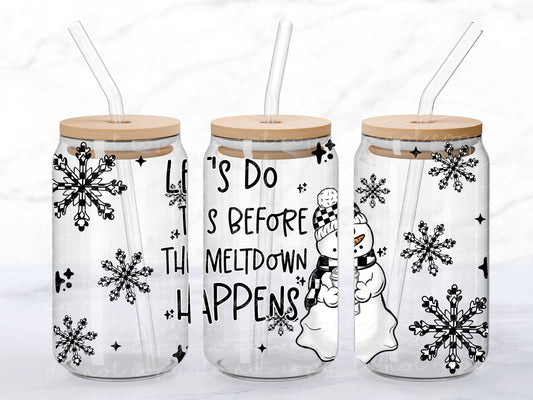 Christmas Snowman Meltdown Happens - 16 oz / 20 oz Libby UV DTF Wrap