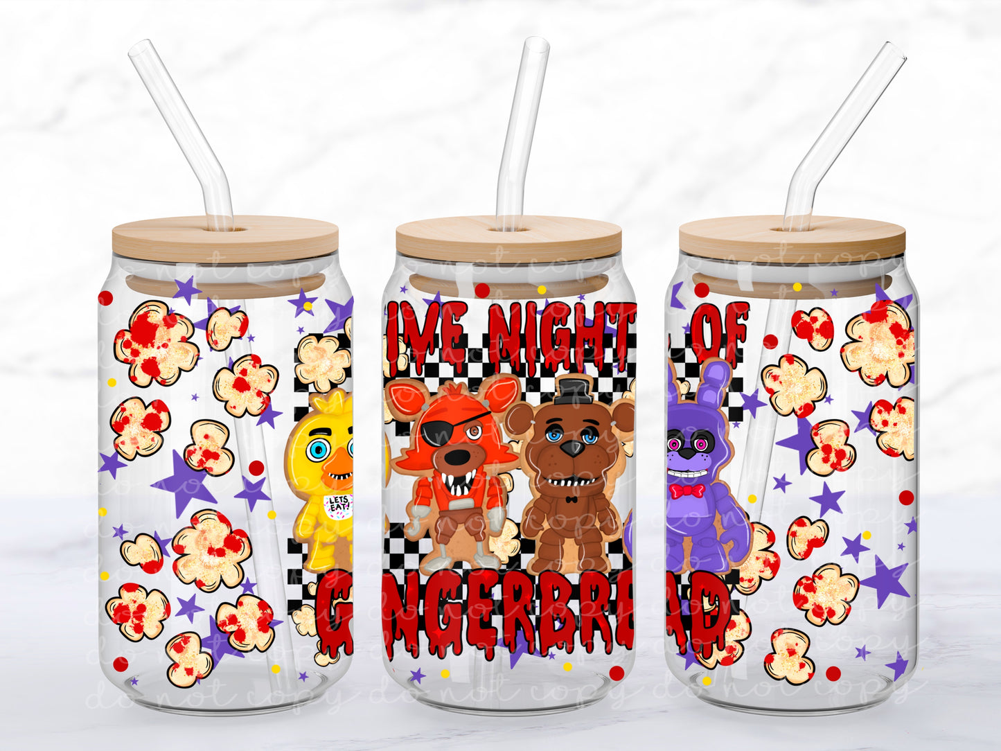 Five Nights Of Gingerbread - 16 oz / 20 oz Libby UV DTF Wrap