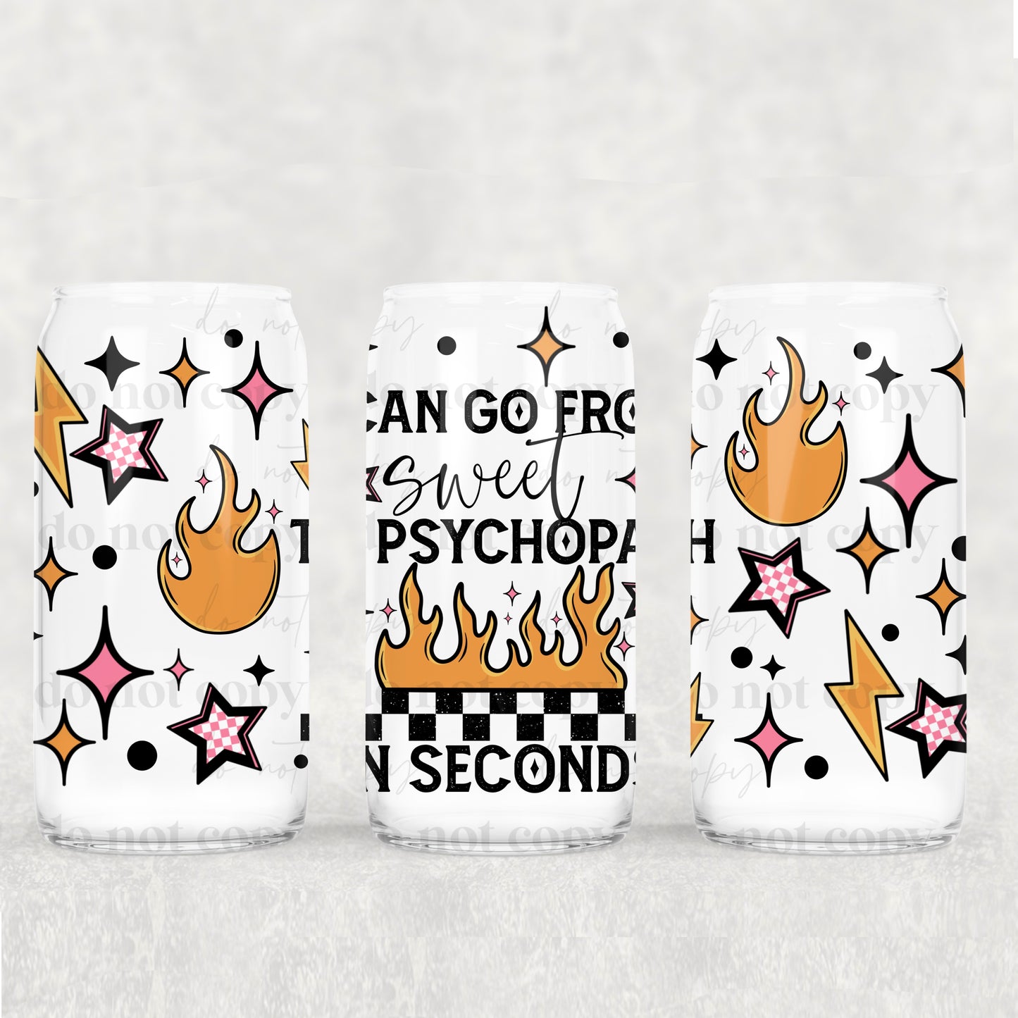 Flame Sweet Sycopath - 16 oz / 20 oz Libby UV DTF Wrap