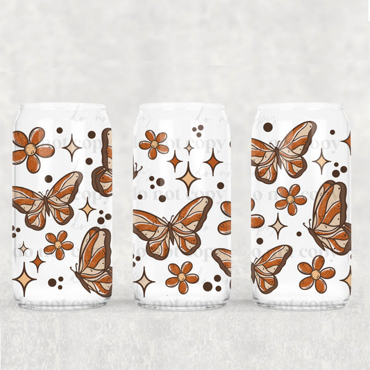 Fall Boho Butterflies - 16 oz / 20 oz Libby UV DTF Wrap