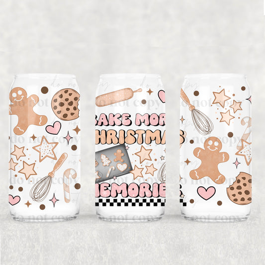 Christmas Bake More Memories - 16 oz / 20 oz Libby UV DTF Wrap