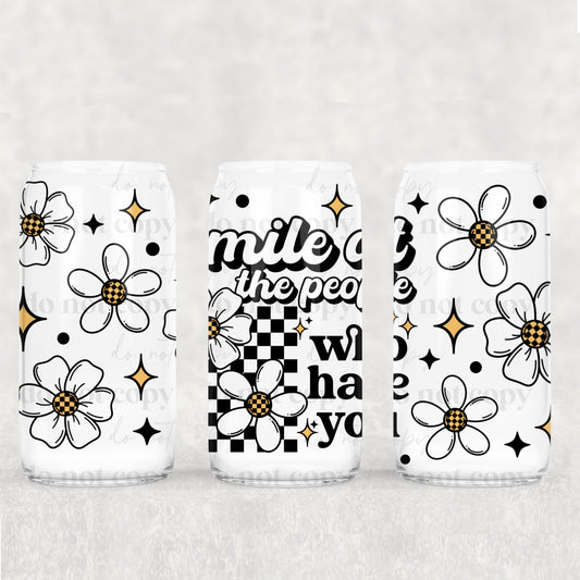 Checkered Smile At The People - 16 oz / 20 oz Libby UV DTF Wrap