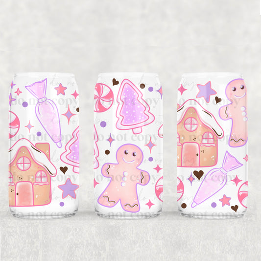 Christmas Pastel Gingerbread - 16 oz / 20 oz Libby UV DTF Wrap