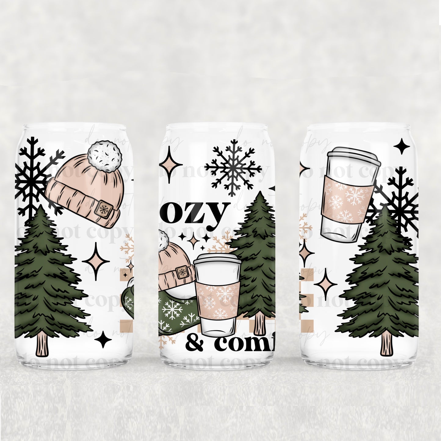 Winter Cozy And Comfy - 16 oz / 20 oz Libby UV DTF Wrap