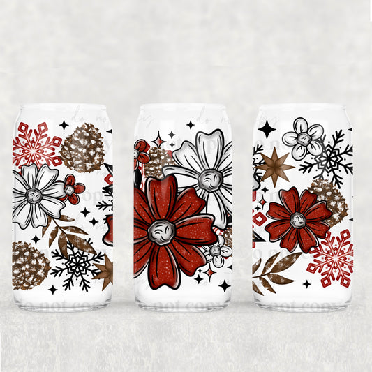 Christmas Florals - 16 oz / 20 oz Libby UV DTF Wrap