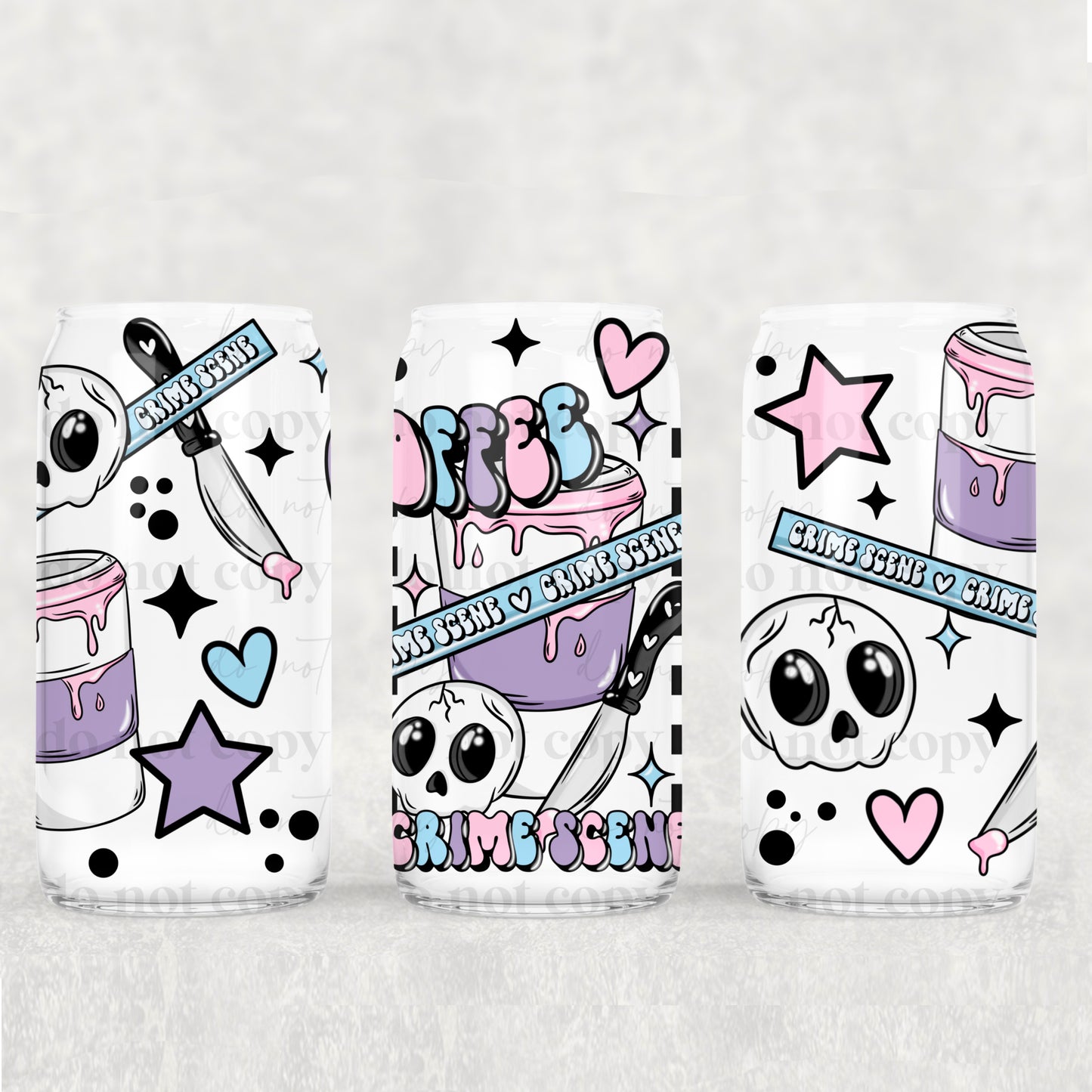 Coffee Crime Scene - 16 oz / 20 oz Libby UV DTF Wrap