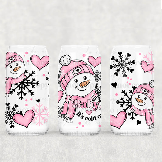 Winter Snowman Baby It's Cold Outside - 16 oz / 20 oz Libby UV DTF Wrap