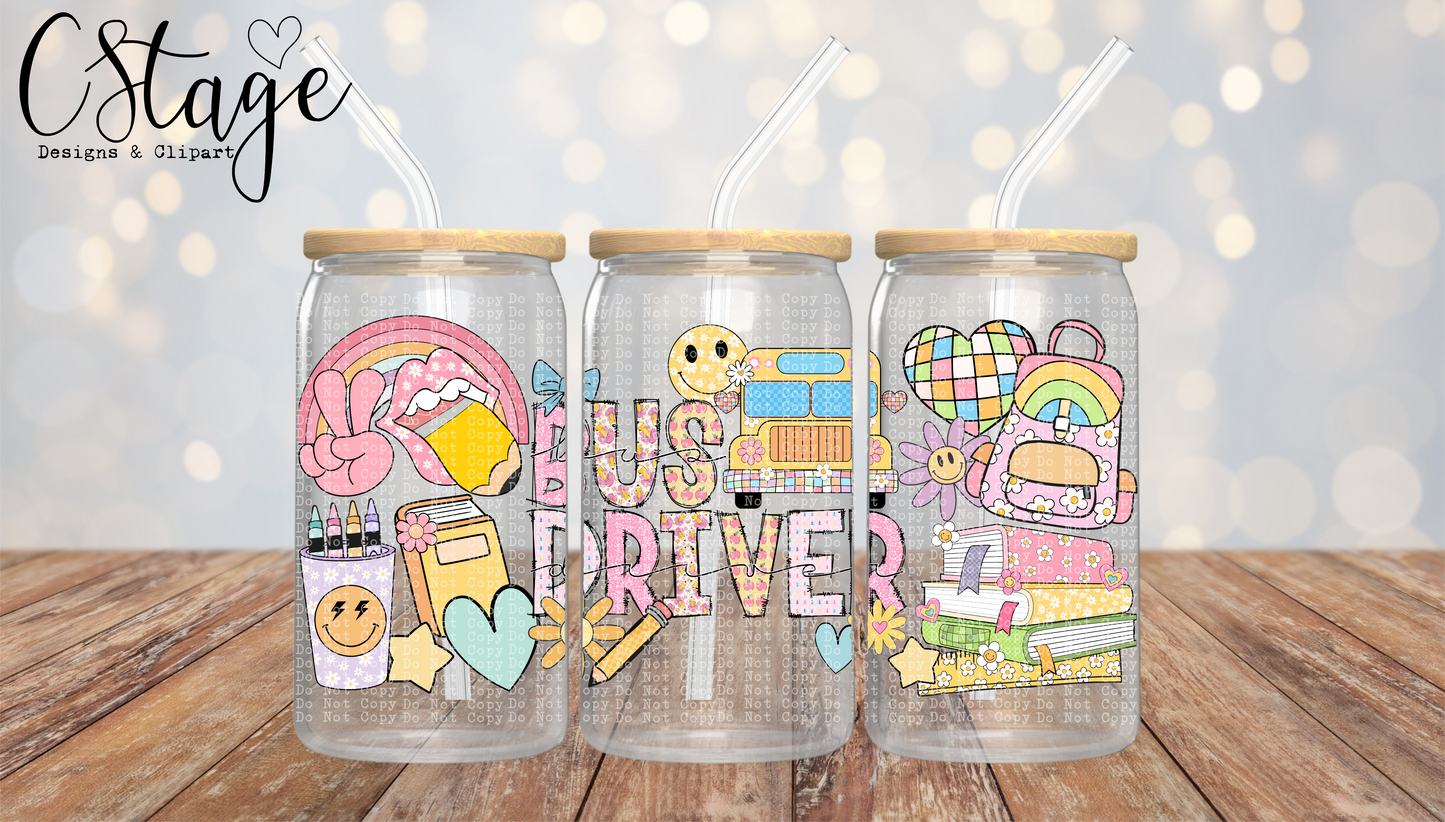 School Bus Driver - 16 oz / 20 oz Libby UV DTF Wrap