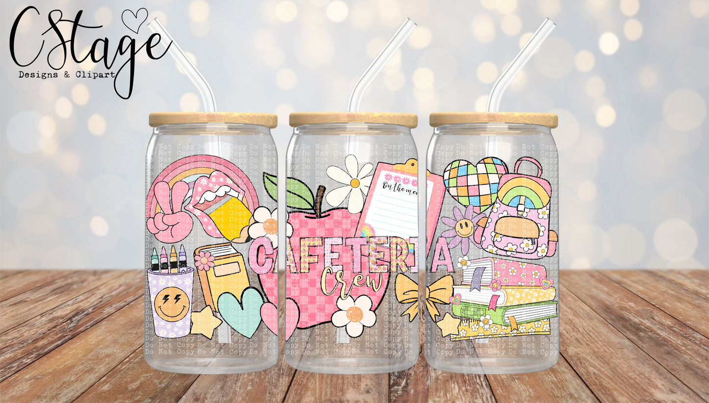 School Cafeteria Crew - 16 oz / 20 oz Libby UV DTF Wrap