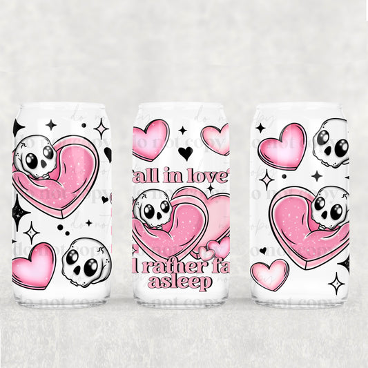 Valentines Fall In Love Skellie - 16 oz / 20 oz Libby UV DTF Wrap