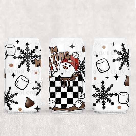 Winter Checkered Hot Cocoa I'm Melting - 16 oz / 20 oz Libby UV DTF Wrap