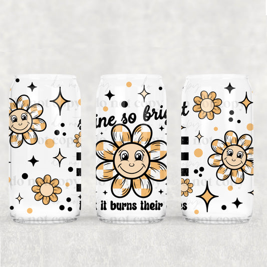 Checkered Daisy Shine So Bright - 16 oz / 20 oz Libby UV DTF Wrap