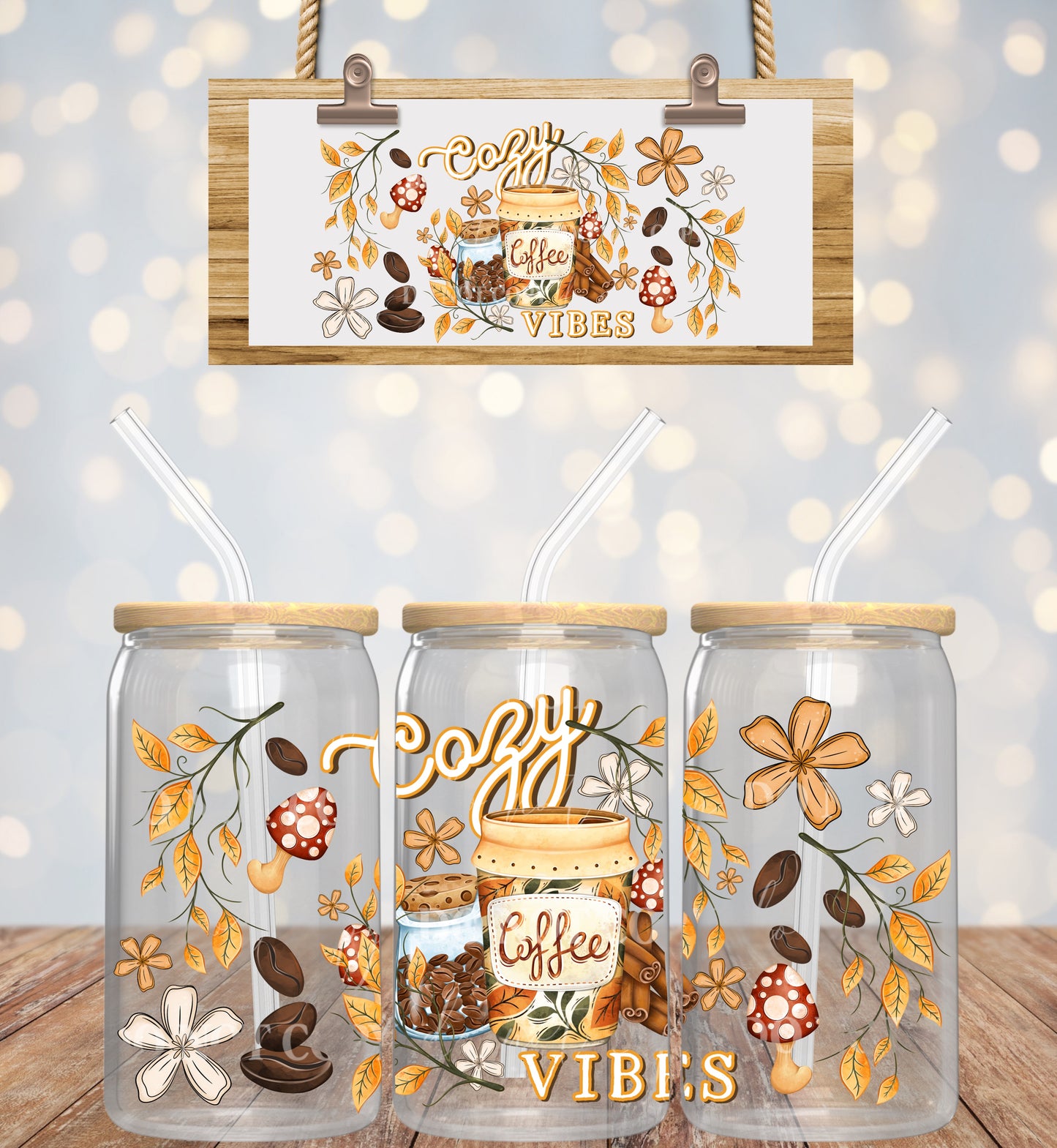 Cozy Vibes - 16 oz / 20 oz Libby UV DTF Wrap