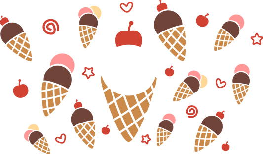 Ice Cream Cone W Cherry - 24 Oz Cold Cup HOLE Permanent Vinyl Wrap