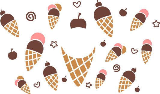 Ice Cream Cones Neopolitan - 24 Oz Cold Cup HOLE Permanent Vinyl Wrap