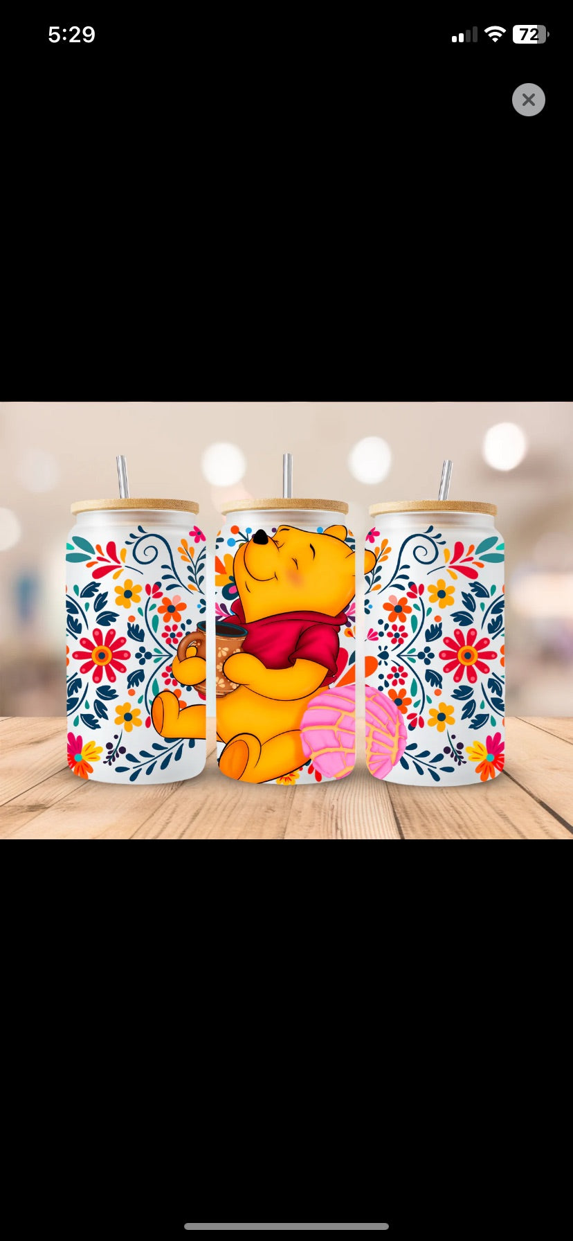 Yellow Bear Pooh Concha - 16oz UVDTF Wrap