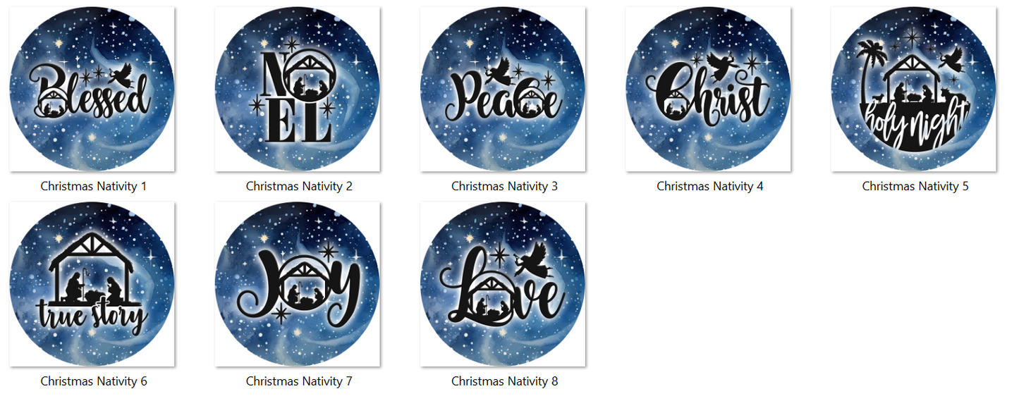 Blue Nativity Christmas Ornament 2.8 Inch - Ornament UVDTF Decal