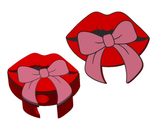 Valentines Lips with Bow - 3D Printed Straw Topper