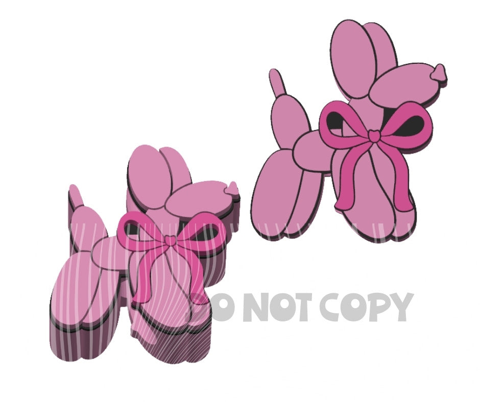 Valentines Pink Balloon Dog and Bow - 3D Printed Straw Topper