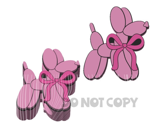 Valentines Pink Balloon Dog and Bow - 3D Printed Straw Topper