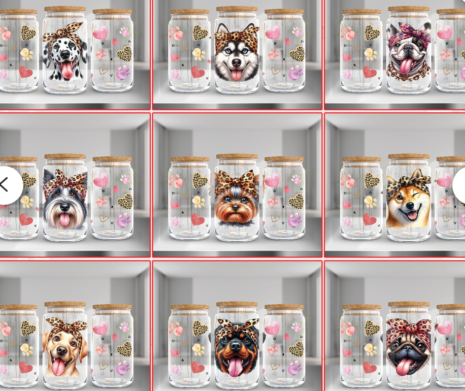 Funny Dog Collection - 16 oz Libby UV DTF Wraps