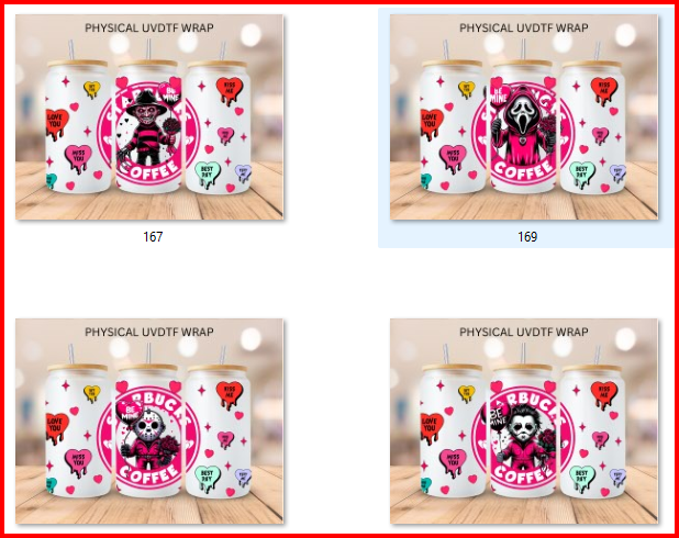 Horror Valentines Bundle - 16 oz / 20 oz Libby UV DTF