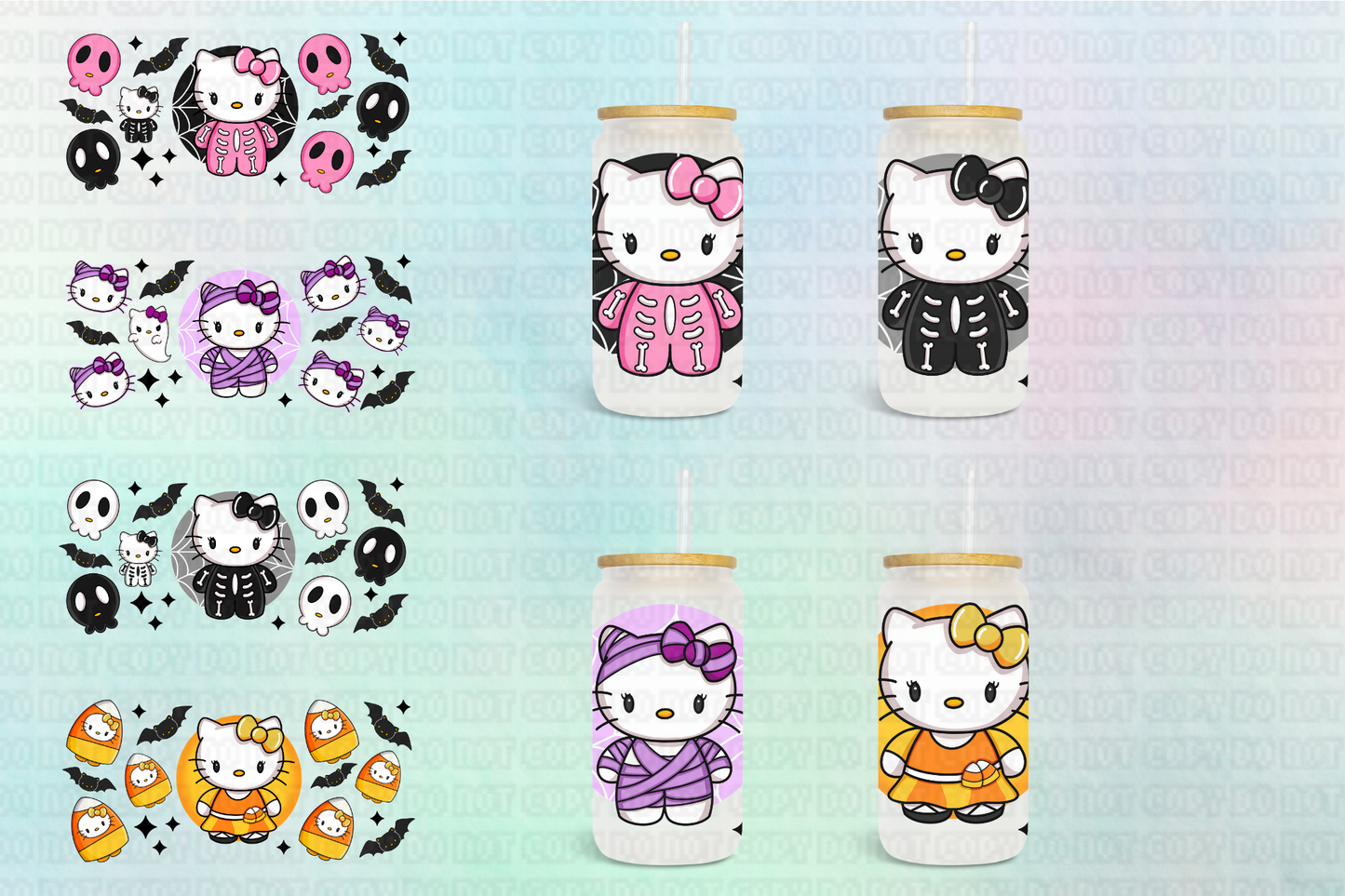 Halloween Kitty Collection - 16 oz / 20 oz Libby UV DTF Wrap