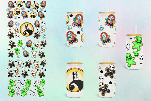 Halloween NBC Jak N Sally Collection - 16 oz / 20 oz Libby UV DTF Wrap