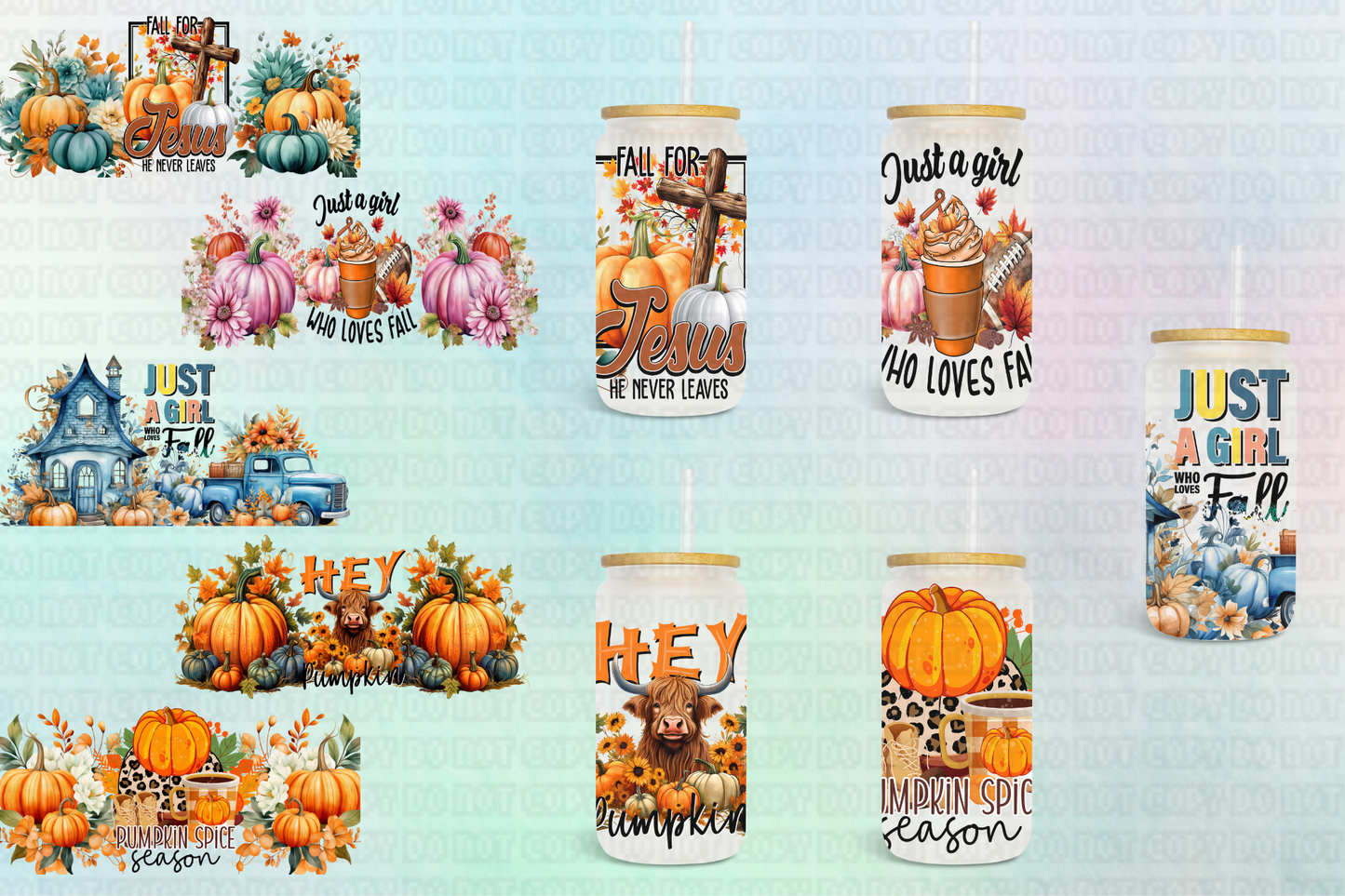 Fall Pumpkin Collection - 16 oz / 20 oz Libby UV DTF Wrap